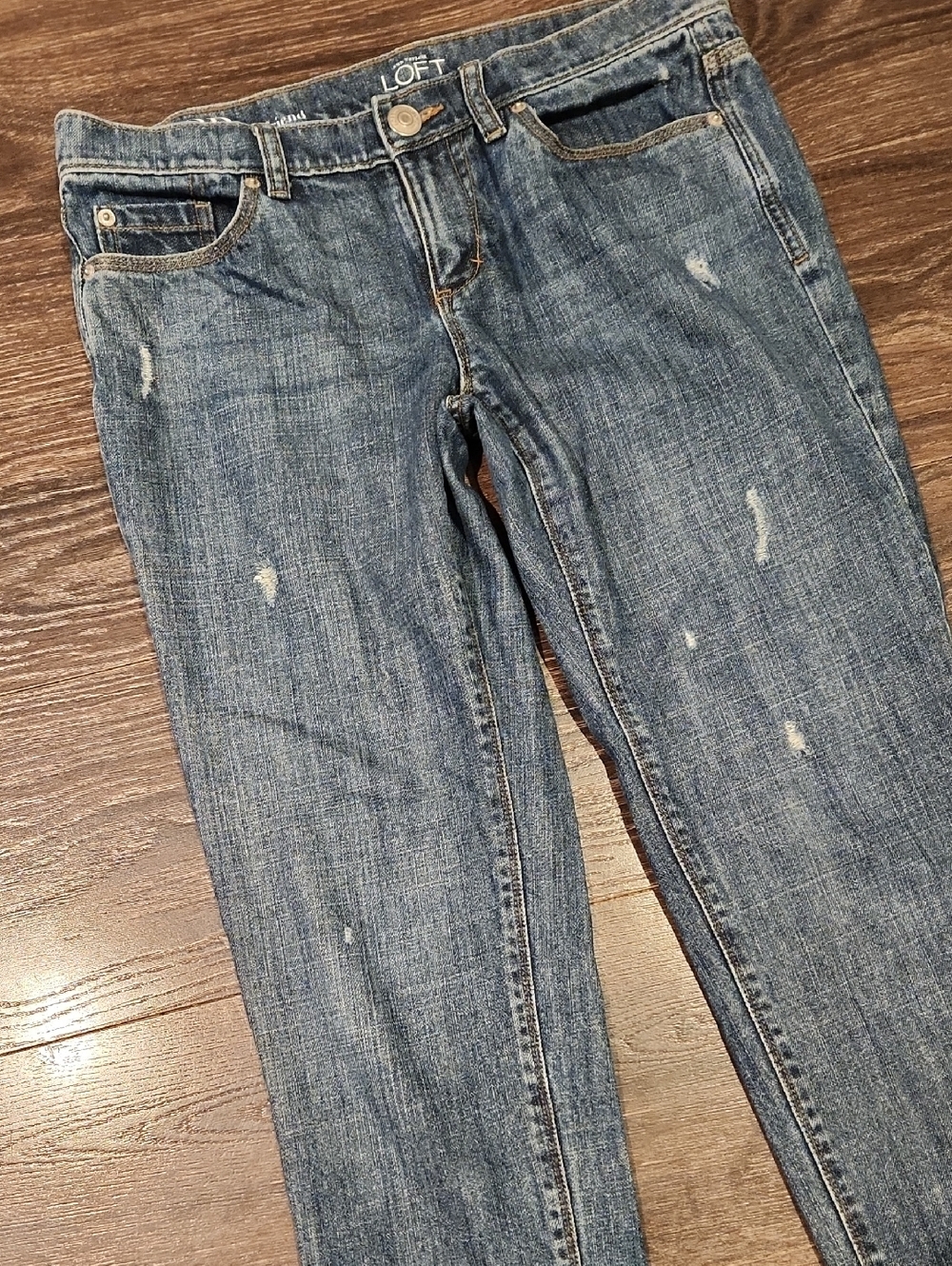 ❤ LOFT Y2K DISTRESSED BOYFRIEND JEANS, 2P (26 PETITE) - Picture 4 of 9
